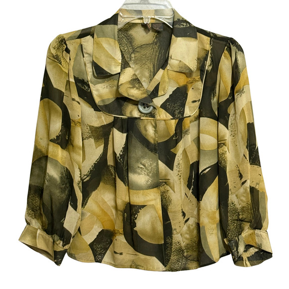 Serenade Womens Sheer Earthy Toned Single Button Blouse - Size Medium - Picture 1 of 7